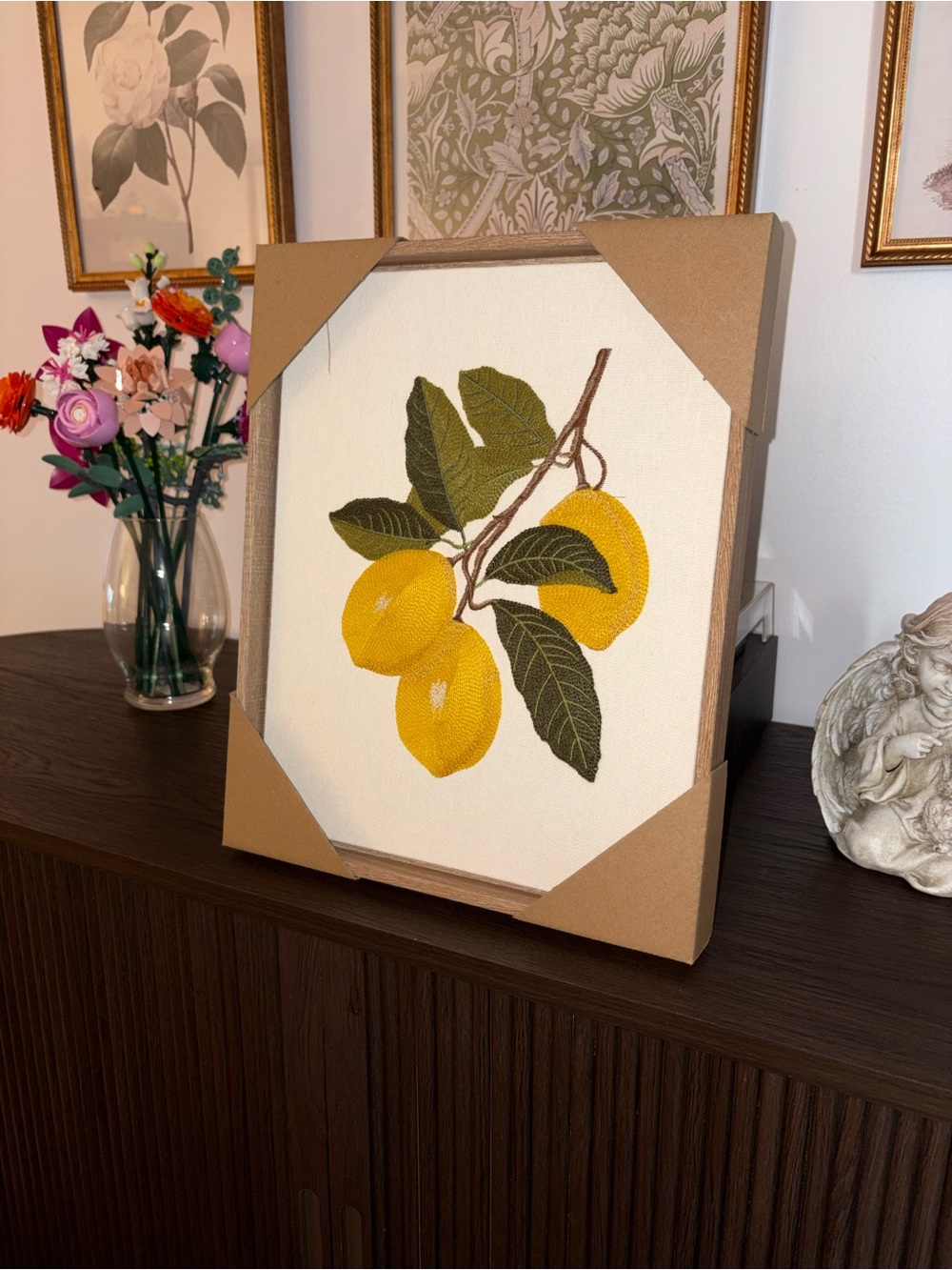 New BP Home Textile Embroidery Woven Wall Art Lemons Home Decor 12”x15”